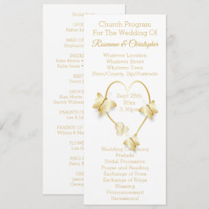 Wedding Program Gold Coloured Heart Butterfly Programme