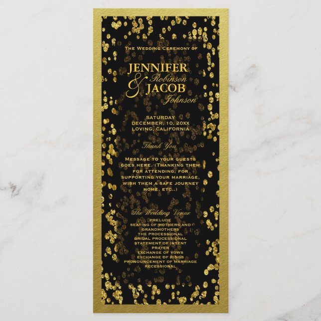 Wedding Program | Gold Confetti Programme (Front)