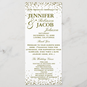 Wedding Program Gold Glitter Confetti Programme