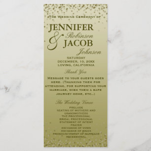 Wedding Program Gold Gradient Glitter Confetti Programme