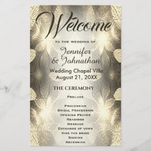 Wedding Program Gold Leaf Look