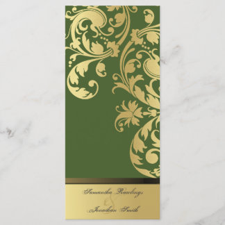 Wedding Program - Green & Gold Shimmer Floral Programme