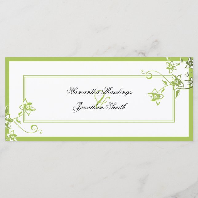 Wedding Program - Green & White Delicate Floral Programme (Front)