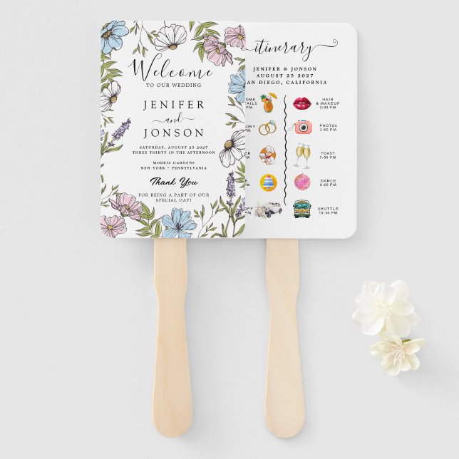  Wedding Program  Hand Fan (Front and Back)