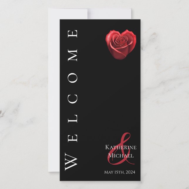 Wedding Program-Heart Shaped Red Rose- (Front)