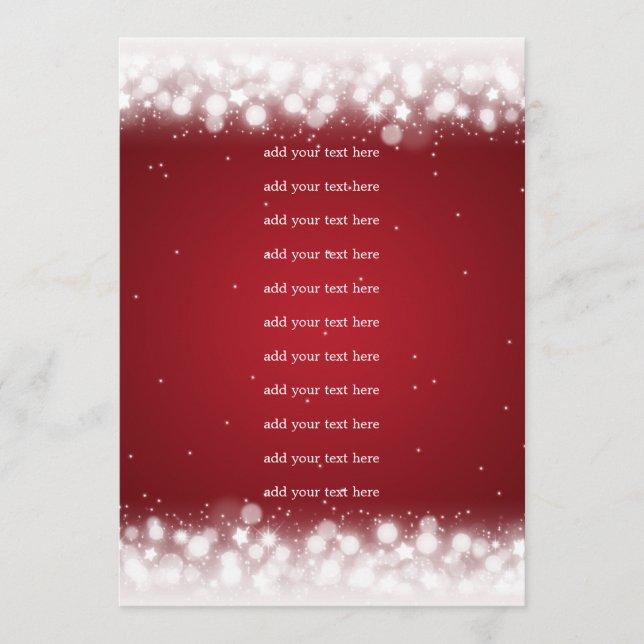 Wedding Program Insert  Magic Sparkle Red Programme (Front)