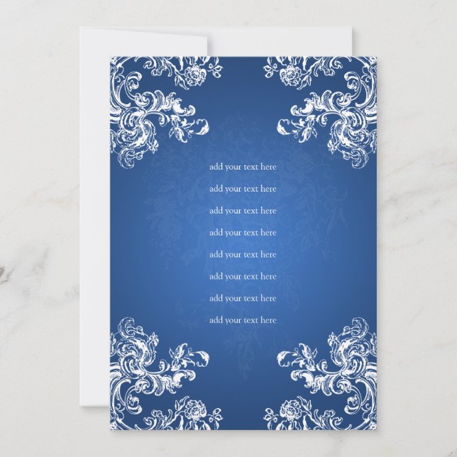 Wedding Program Insert Vintage Swirls 2 Sapphire Invitation (Front)