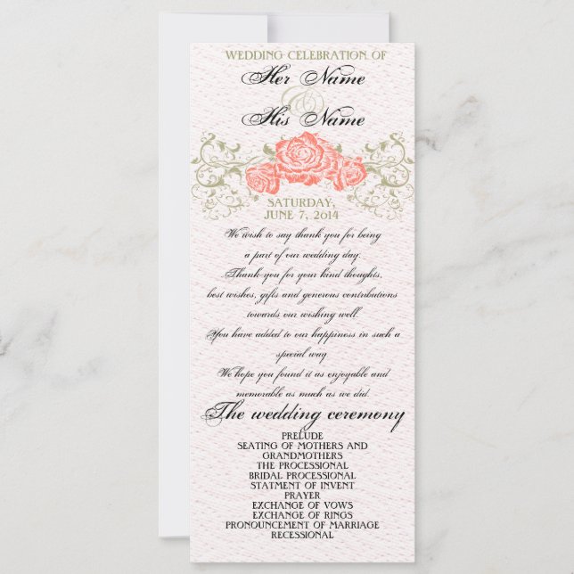 Wedding program invitation (Front)