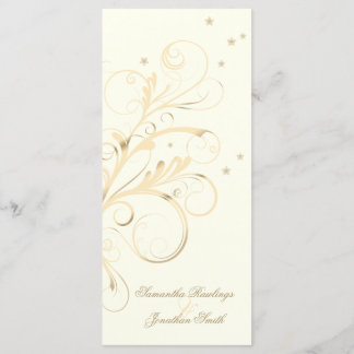 Wedding Program Ivory Gold Floral Elegant Swirl Programme