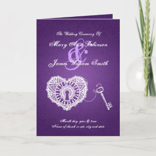 Wedding Program Key To My Heart Purple Programme
