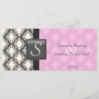 Wedding Program - Light Pink White Damask Monogram Programme