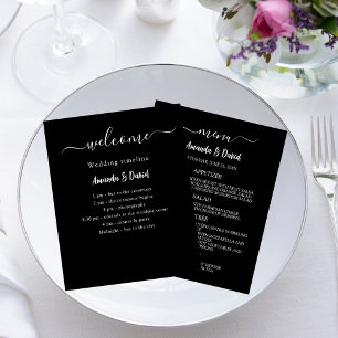 Wedding Program Menu black white