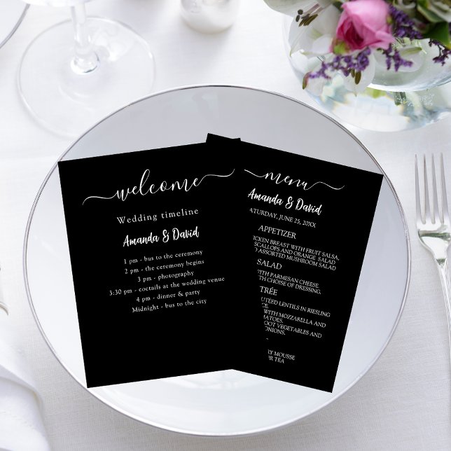 Wedding Program Menu black white (Creator Uploaded)