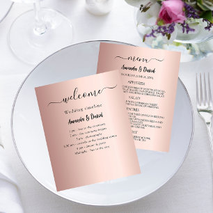 Wedding Program Menu rose gold budget