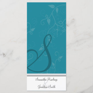 Wedding Program - Monogram Turquoise Floral Programme