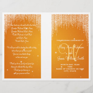 Wedding Program Night Dazzle Orange