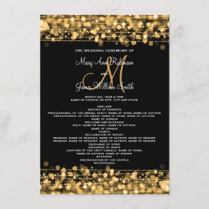 Wedding Program Party Sparkles Gold Invitation