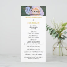 Wedding Program Pastel Pink Roses Gold NAMES
