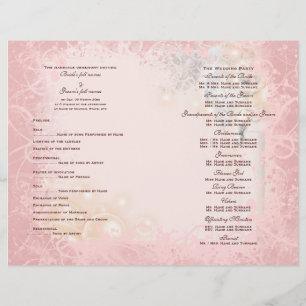 Wedding program pink white whimsical