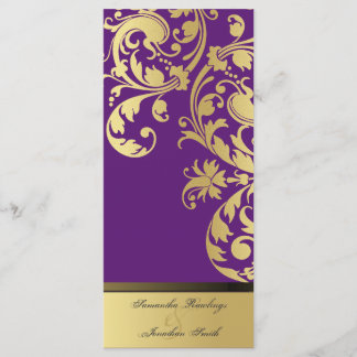 Wedding Program - Purple & Gold Shimmer Floral Programme