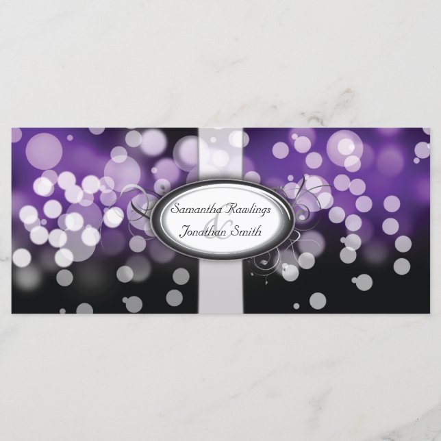 Wedding Program - Purple & Silver Bright Lights Programme (Front)