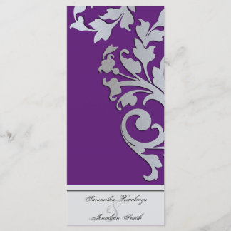 Wedding Program - Purple Silver Sparkle Swirl Programme