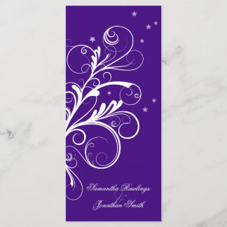 Wedding Program Purple White Floral Elegant Swirl Programme