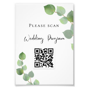 Wedding program QR code eucalyptus greenery Photo Print