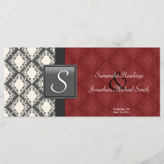 Wedding Program - Red Black White Damask Monogram Programme