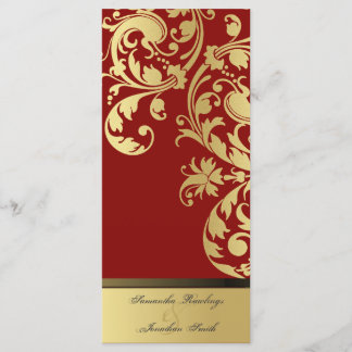 Wedding Program - Red & Gold Shimmer Floral Programme