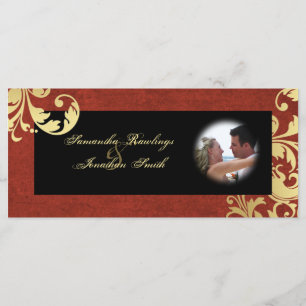 Wedding Program - Red & Gold Texture Floral Programme