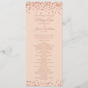 Wedding Program Rose Gold Glitter Confetti Blush Programme