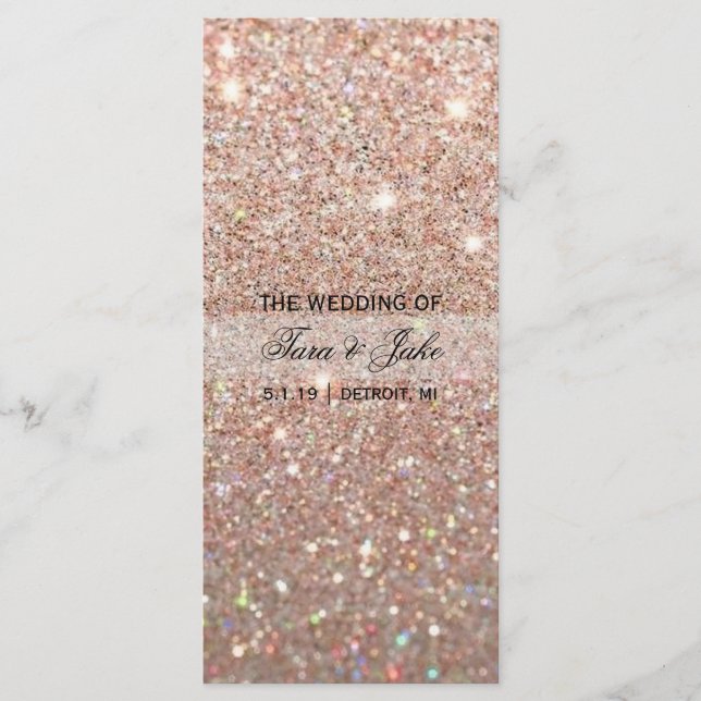 Wedding Program - Rose Gold Glitter Fab Programme (Front)