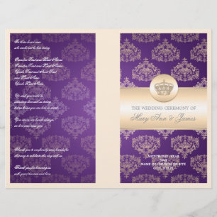 Wedding Program Royal Crown Purple