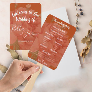 Wedding Program Rust Terracotta Minimalist Wedding Hand Fan