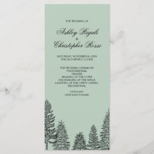 Wedding Program, Rustic Pine Tree - Green Programme