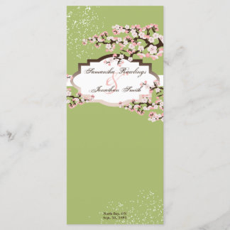 Wedding Program - Sage Green Cherry Blossoms Programme