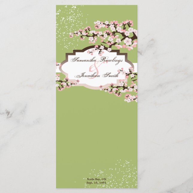 Wedding Program - Sage Green Cherry Blossoms Programme (Front)