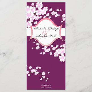 Wedding Program - Sangria & White Cherry Blossoms Programme