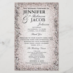Wedding Program Silver Glitter Look