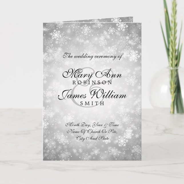 Wedding Program Silver Winter Wonderland Sparkle Programme (Front)