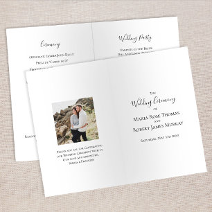 Wedding Program Simple Black and White Script