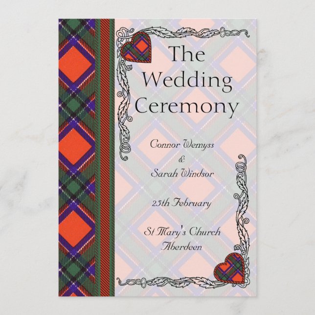 Wedding program -  Sinclair Scottish Tartan Programme (Front)