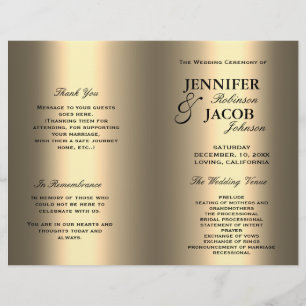 Wedding Program Soft Shiny Gold Look