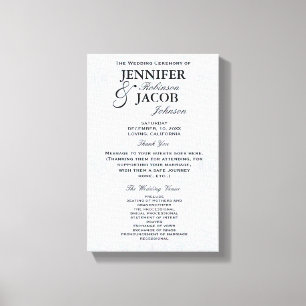 Wedding Program   Soft Silver Glitter Look Canvas Print