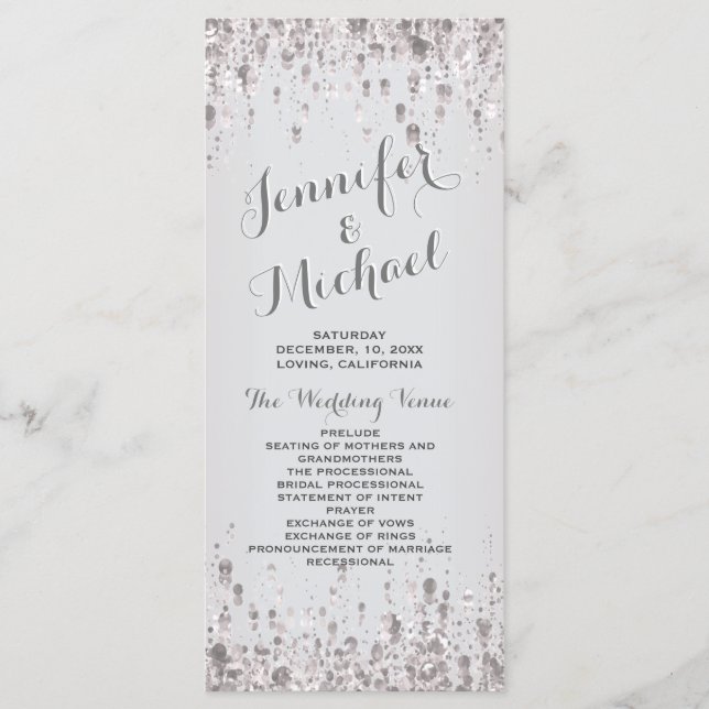 Wedding Program | Subtle Silver Programme (Front)