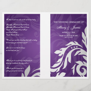 Wedding Program Swirly Flourish Purple