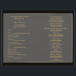Wedding program template "black and gold"<br><div class="desc">A "wedding program" with fully customisable templates enabling you to create the perfect program for guests. DESIGN - An elegant see through inlay is trimmed with a faux gold edge and is set against a background that may be changed to any colour of your choice. CUSTOMIZE IT: Add your own...</div>