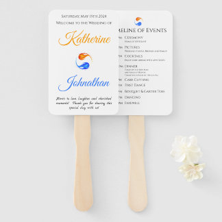 Wedding Program-Time of Events-Twin Flames- Hand Fan