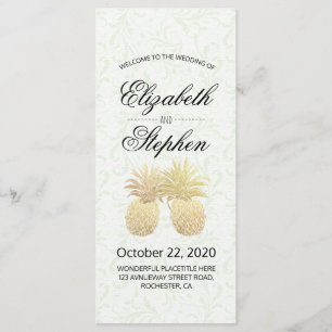 Wedding Program Vintage Gold Foil Pineapple Couple Programme